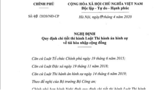 NGHỊ ĐỊNH SỐ 49/2020/NĐ-CP, ngày 17/04/2020 QUY ĐỊNH CHI TIẾT THI HÀNH LUẬT THI HÀNH ÁN HÌNH SỰ VỀ TÁI HÒA NHẬP CỘNG ĐỒNG